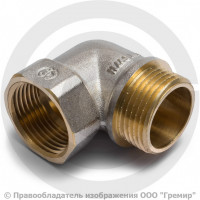 Уголок (угольник) латунный ВР-НР (ВН-НАР) Ду-15 (1/2") никель Aquasfera. Уголок (угольник) латунный ВР-НР (ВН-НАР) Ду-15 (1/2") никель Aquasfera.