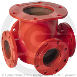Крест с пожарной подставкой фланцевый ППКФ стальной Ду 65-50 Ру-16 КЗСД