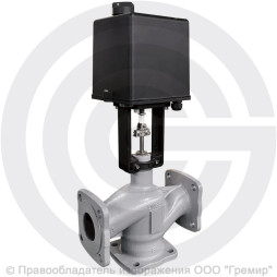 Клапан регулирующий трехходовой смесительный стальной фланцевый на пар Ду-100 Ру-25 Kvy=125м3/ч с электроприводом LEA-2500 24В с датчиком 4-20mA Энерготехномаш