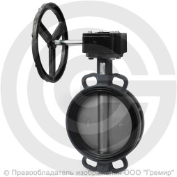Затвор дисковый поворотный межфланцевый с редуктором Ду-150 Ру-16 NBR с нержавеющим диском Benarmo