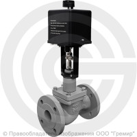 Клапан регулирующий двухходовой чугунный фланцевый Ду-32 Ру-16 Kvy=16м3/ч с электроприводом LEA-1200 220В без датчика 25ч945нж Энерготехномаш