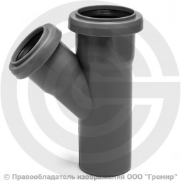 Тройник PP-H серый Дн 32-32 45гр б/нап в/к Ostendorf HT HTEA