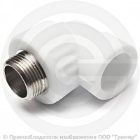 Угольник PP-R комбинированный белый НР (НАР) Дн 25-3/4" 90гр Pro Aqua