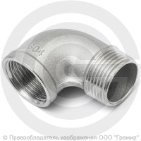 Отвод резьбовой (угольник) нержавеющий AISI 304 НР-ВР (НАР-ВН) Ду-6 (1/8")