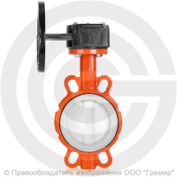 Затвор дисковый поворотный межфланцевый с редуктором Ду-80 Ру-16 PTFE с нержавеющим диском+PTFE Helver VBS-143