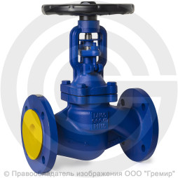 Клапан запорный чугунный фланцевый Ду-100 Ру-16 (Т<300°С) сильфонный Benarmo