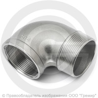 Отвод резьбовой (угольник) нержавеющий AISI 316 НР-ВР (НАР-ВН) Ду-65 (2 1/2")