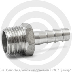 Штуцер под шланг "елочка" нержавеющий AISI 304 Ду 20-20мм (3/4"-20мм)