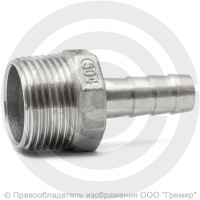 Штуцер под шланг "елочка" нержавеющий AISI 304 Ду 25-20мм (1"-20мм)