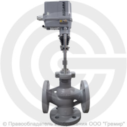 Клапан регулирующий трехходовой смесительный чугунный фланцевый Ду-40 Ру-16 Kvy=40м3/ч с электроприводом Regada ST 0 220В без датчика Энерготехномаш