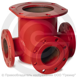 Тройник с пожарной подставкой фланцевый ППТФ стальной Ду 150-65 Ру-16 КЗСД