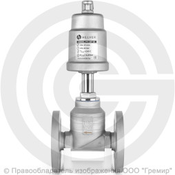 Клапан запорно-регулирующий нержавеющий фланцевый Ду-25 Ру-16 Kvs=12м3/ч с нержавеющим пневмоприводом 63мм PV-F Helver