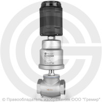 Клапан запорно-регулирующий нержавеющий Ду-15 (1/2") Ру-16 ВР (ВН) Kvs=3,8м3/ч с нержавеющим пневмоприводом 50мм и позиционером PV Helver