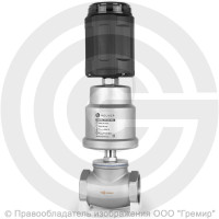 Клапан запорно-регулирующий нержавеющий Ду-20 (3/4") Ру-16 ВР (ВН) Kvs=6,7м3/ч с нержавеющим пневмоприводом 50мм и позиционером PV Helver
