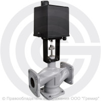 Клапан регулирующий трехходовой смесительный стальной фланцевый на пар Ду-65 Ру-25 Kvy=52м3/ч с электроприводом LEA-2500 220В без датчика Энерготехномаш