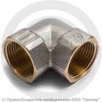 Уголок (угольник) латунный ВР (ВН) Ду-15 (1/2") никель Aquasfera