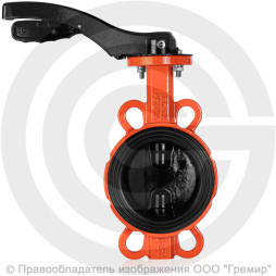 Затвор дисковый поворотный межфланцевый с рукояткой Ду-125 Ру-16 EPDM с чугунным диском Helver VBS-111
